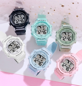 synoke jam tangan unisex led impermeable digital luminoso botón deportes relojes jam tangan kanak multicolor correa de reloj fecha reloj electrónico relojes