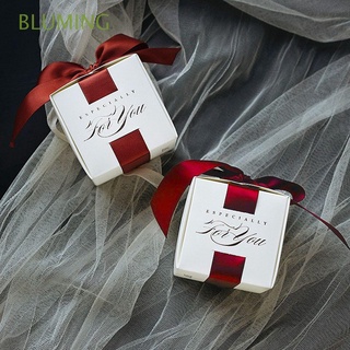 BLUMING Wedding Candy Boxes Favors Party Supplies Gift Box Atmosphere Chocolate Packaging Birthday Event With Ribbon For Christening Baby Shower Simple Gift Bag/Multicolor