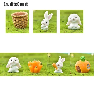 Eruditecourt~ Sunmmer figuras de conejo de hadas jardín miniaturas de resina artesanía paisaje