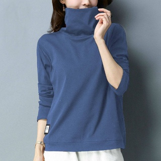 Camisa interior cuello alto 80-200jin adicional terciopelo camisa mujeres otoño e invierno nueva manga larga nuevo Color sólido Tops para las mujeres (1)