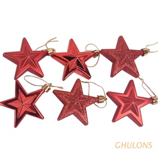 ghulons 6pcs glitter estrellas navidad colgante adornos diy colgante de navidad decoraciones de árbol de navidad
