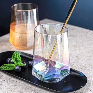 (Apareciendo) Colorido vidrio enchapado en iones ins viento hogar vaso de whisky transparente vaso de agua vaso de jugo vaso de bebida fría