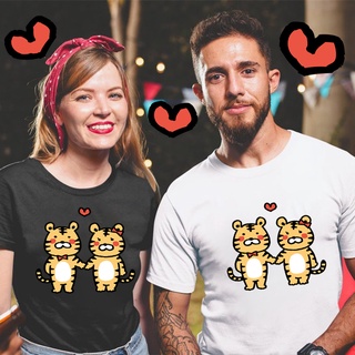Dibujos animados lindo tigre pareja Unisex moda Casual T-Shirt verano manga corta camisa camiseta moda Tops Tee