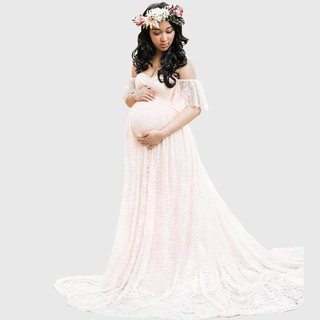 Larga maternidad fotografía Props embarazo vestido de fotografía vestidos de maternidad para sesión de fotos embarazada vestido de encaje Maxi vestido 79 (1)