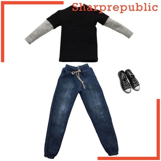 [SHARPREPUBLIC] Camiseta Jeans largos Jeans 1/6 ropa De hombre zapatos De Lona