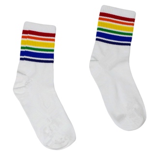 Hsp1 calcetines De rayas Harajuku arcoíris/calcetines De tobillo para mujer (9)