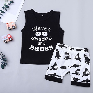 conjunto de ropa para niños/camiseta estampada con estampado de letras/shorts para niños