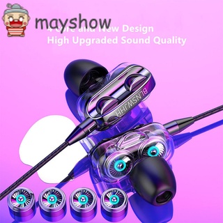 Mayshow 3.5mm estéreo con micrófono Dual Drive Dual altavoz soporte de llamadas auriculares deportivos auriculares Multicolor