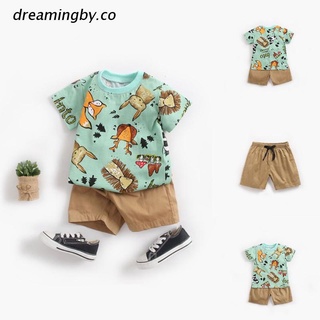 dreamingby.co animal print camiseta de manga corta + pantalones cortos de dos piezas bebé niños ropa de verano