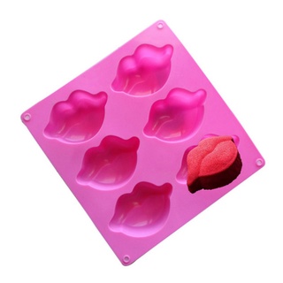 6 agujeros 3D boca labios en forma de silicona molde para hornear Mousse pastel forma de jabón molde de silicona para jabón gelatina molde cubo de hielo mejor (3)