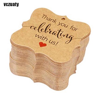 Vczuaty 100pcs Packaging Tags Handmade Hang Tag Kraft Paper Tags Thank You Gift Labels CO