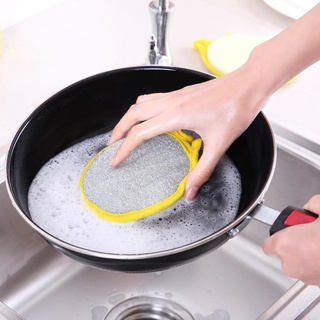 10.19] esponja de lavado de platos redonda brillante de doble cara para lavar platos