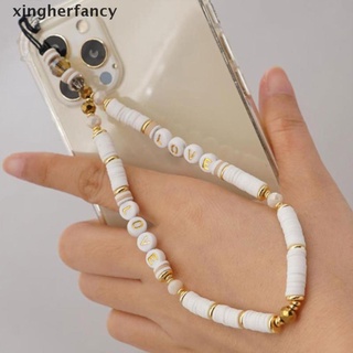 xfco correa móvil con cuentas para mujeres teléfono celular charm cadena de teléfono blanco perlas de cordón nuevo