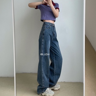 Vintage cintura alta Jeans azul papi pantalones niñas suelto ancho pierna Jeans pantalones clásicos pantalones rectos 2021 (6)
