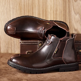 Los hombres de alta parte superior de cuero zapatos de cuero de invierno nuevas botas de Martin de moda retro herramientas botas casual botas de cuero zapatos de moda de los hombres