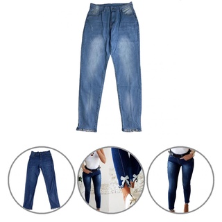 huiweiw retráctil resistente pantalones de mezclilla de cintura alta bolsillos mujeres jeans tobillo longitud streetwear