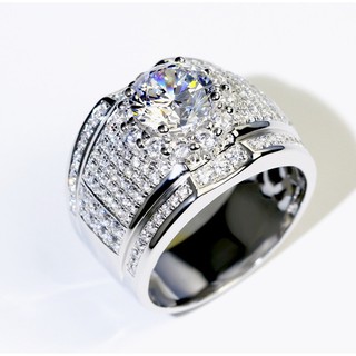 lujo grupo incrustaciones de los hombres anillo anillo de moda de gran nombre de los hombres y las mujeres anillo chapado en platino