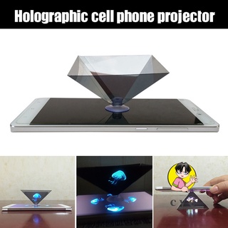 mini proyector 3d holográfico duradero con pantalla de pirámide universal mini proyector para teléfonos inteligentes