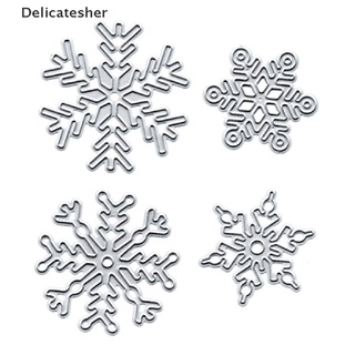 [delicatesher] 4 piezas/juego de troqueles de corte de metal de navidad para copos de nieve diy scrapbooking en relieve caliente