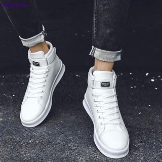 White high-top shoes men s Korean version of the trend of all-match increase in men s shoes spring casual students white shoes men s shoes