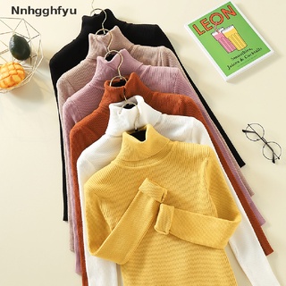 [Nnhgghfyu] Women Knitted Sweater Long Sleeve Tops Turtleneck Jumper Slim Pullover Knit Top Hot Sale
