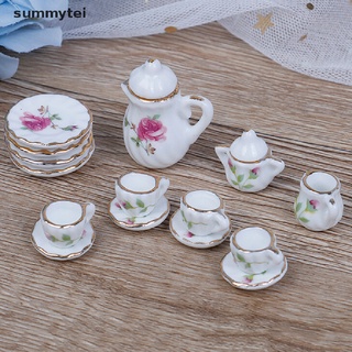 Summytei 15Pcs 1:12 Dollhouse Miniature Tableware Porcelain Ceramic Tea Cups Set Toys CO (3)