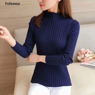 [EFL] Women Knitted Sweater Half Turtleneck Jumper Tops Solid Color Slim Pullover Knit GDX (7)