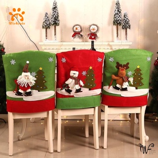 1Pc 3D navidad silla de comedor cubre Santa Claus muñeco de nieve alce decoración