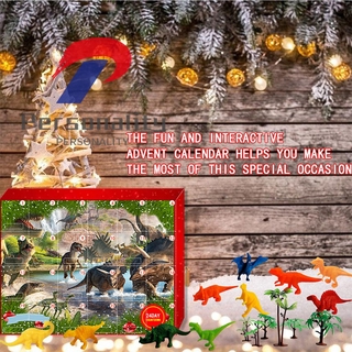Calendario de navidad de adviento con 24 dinosaurios juguete de navidad media de juguete cuenta atrás para navidad para niños (7)