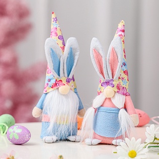 Decoración de pascua suministros creativos de pie sombrero de flores adornos orejas de conejo adornos de muñeca