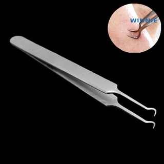 [winnie] pinzas de acero inoxidable curvadas de espinillas removedor de acné pinzas herramienta de aguja (2)