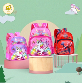 Niños unicornio Spiderman Piggy Series bolsa escolar impermeable mochila Beg Sekolah bebé mochilas