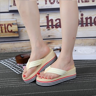 Chanclas de verano versión de suela gruesa de la pendiente con las nuevas sandalias de playa de las señoras y zapatillas, de tacón alto desgaste exterior chanclas zapatillas antideslizantes (5)