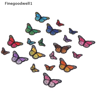 Finegoodwell1 20 pzs calcomanía De mariposa Bordado De Costura Para planchar (2)
