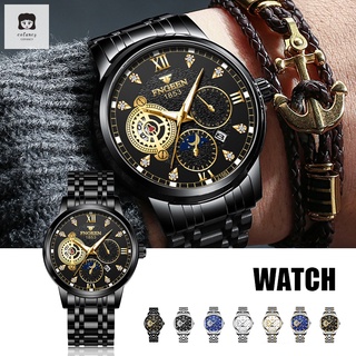 Men's Quartz Watch with White Steel Strap Luminous Deep Waterproof Fashion Multifunction Watch Gifts for Males