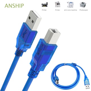 ANSHIP High Quality Type A Male To B Male Super Speed Sync Data Cord USB 2.0 Printer Cable Pure Copper Wire Digital Camera HP Canon Epson Printer Black and Blue HDD Scanner Wire