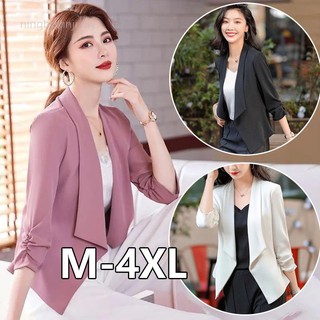 las mujeres de verano delgado casual outwear blazer oficina/formal ropa de trabajo ol abrigo tops 3/4 manga chaquetas ropa más el tamaño m-4xl