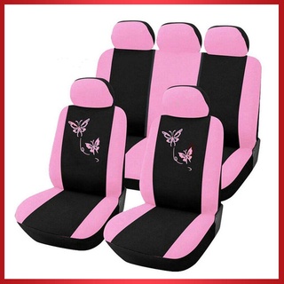 Fundas de asiento de coche universales traseras delanteras estilo mariposa de lujo lindo rosa