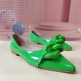Gran Tamaño Baotou Zapatos Planos De Botón Grande Joyería Color Caramelo De Mujer (1)