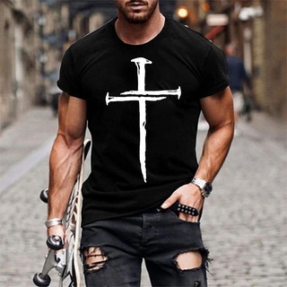 Camiseta deportiva Casual con estampado cruzado de verano para hombre