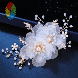 Romantic Wedding Hair Accessories For Bride Chaste White Flower Hairclip Crystal Hairpins Sets Headwear Jewelry