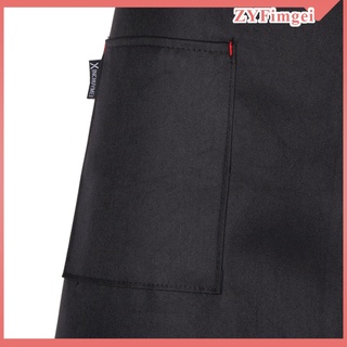 delantal largo ajustable barra de cocina uniforme delantal con bolsillo hombres mujeres negro