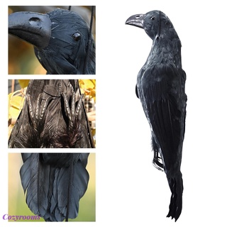 Cm. cuervo realista pájaro negro plumas Halloween Artificial hecho a mano cuervo