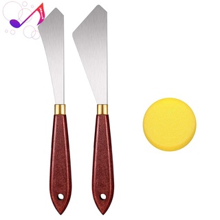 juego de 2 cuchillos de pintura para artista, pintura al óleo, herramienta de arte con esponja de pintura, aplicador para suministros de pintura (1)