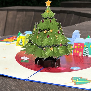 2pcs 3d tridimensional tarjeta de navidad de navidad creativa tarjeta de bendición festival tarjeta para festival de vacaciones regalo