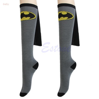 Baobaodian Unisex superhéroe Superman Batman rodilla Alta con Capa De fútbol Cosplay calcetines regalo