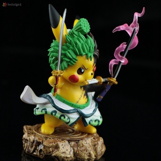 [iug] pikachu cosplay zoro modelo de juguete de una pieza pokemon dibujos animados anime figuras minifigura coleccionables para fans de anime japonés