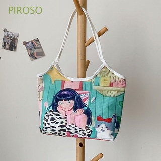 piroso mujeres bolso de lona coreano axilas bolsas de hombro bolsa de viaje diario gato al aire libre casual señoras de dibujos animados bolso
