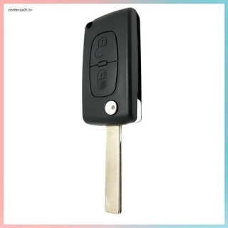 Cubierta protectora plegable con 2 botones Para llave De coche Peugeot 207 307 407 308 accesorios (3)