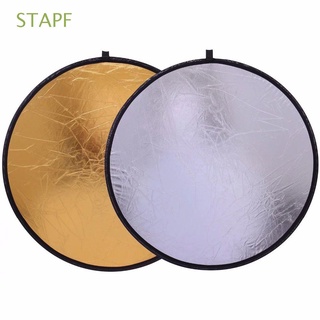 stapf photography studio photography reflector plegable disco fotográfico reflector de luz 24"/60 cm portátil 2 en 1 mano redondo oro y plata flash difusor
